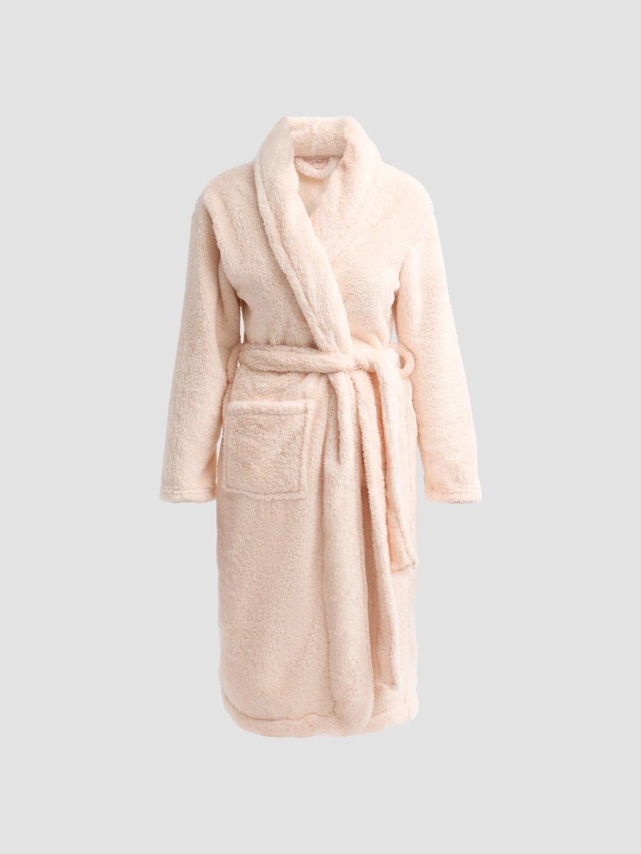 Papinelle Women's Cosy Plush Tie-Waist Robe - Pearl Blush - Size XL