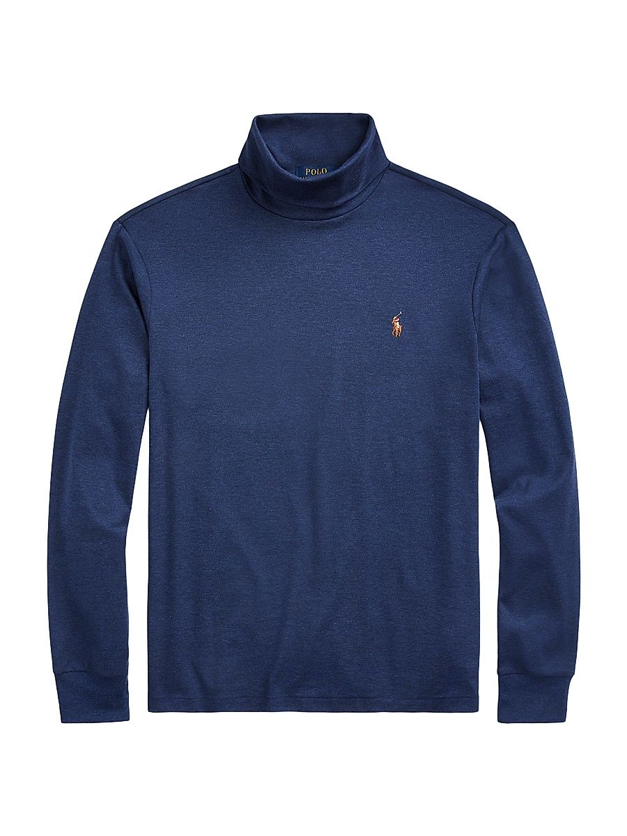 Men's Cotton Turtleneck Long-Sleeve T-Shirt - Spring Navy Heather - Size XS