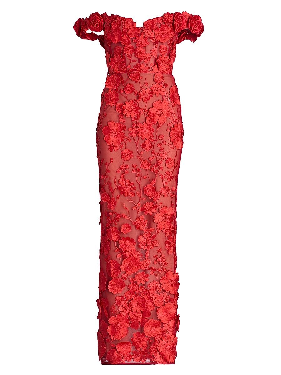 Women's Jasmine Off-the-Shoulder Gown - Red - Size XL