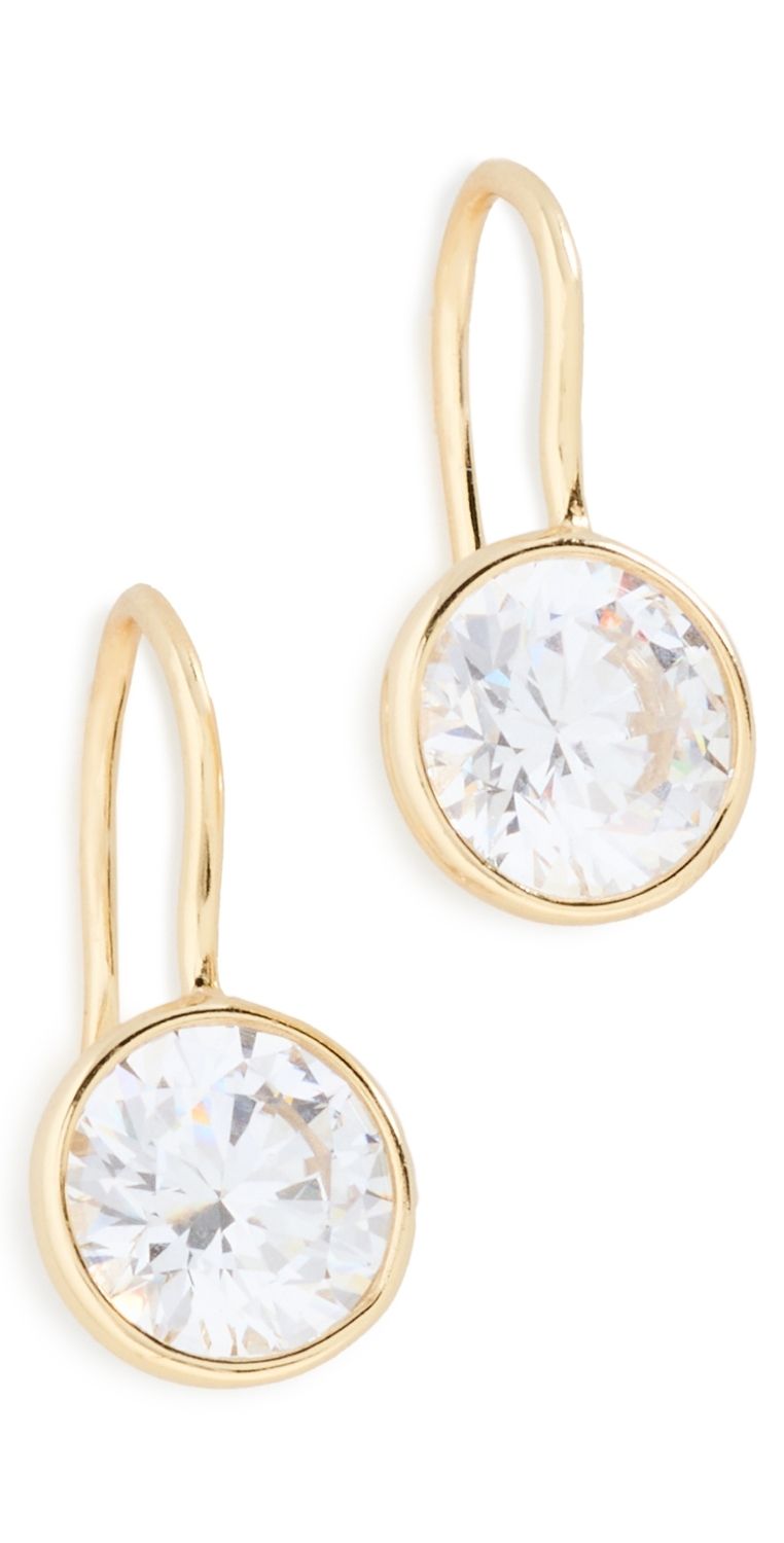 SHASHI Bezel Drop Earrings Gold One Size
