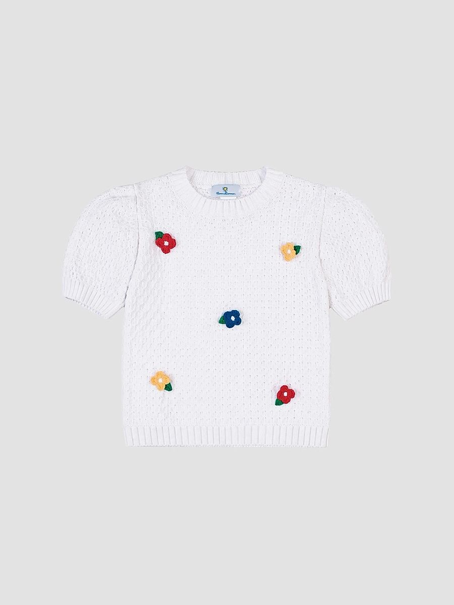 Little Girl's & Girl's Crocheted Cotton Short-Sleeve Sweater - White - Size 14