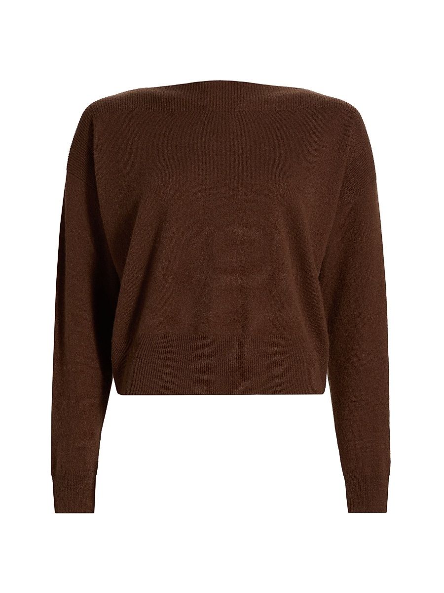 Women's Cashmere Crop Sweater - Soft Chocolate - Size XS