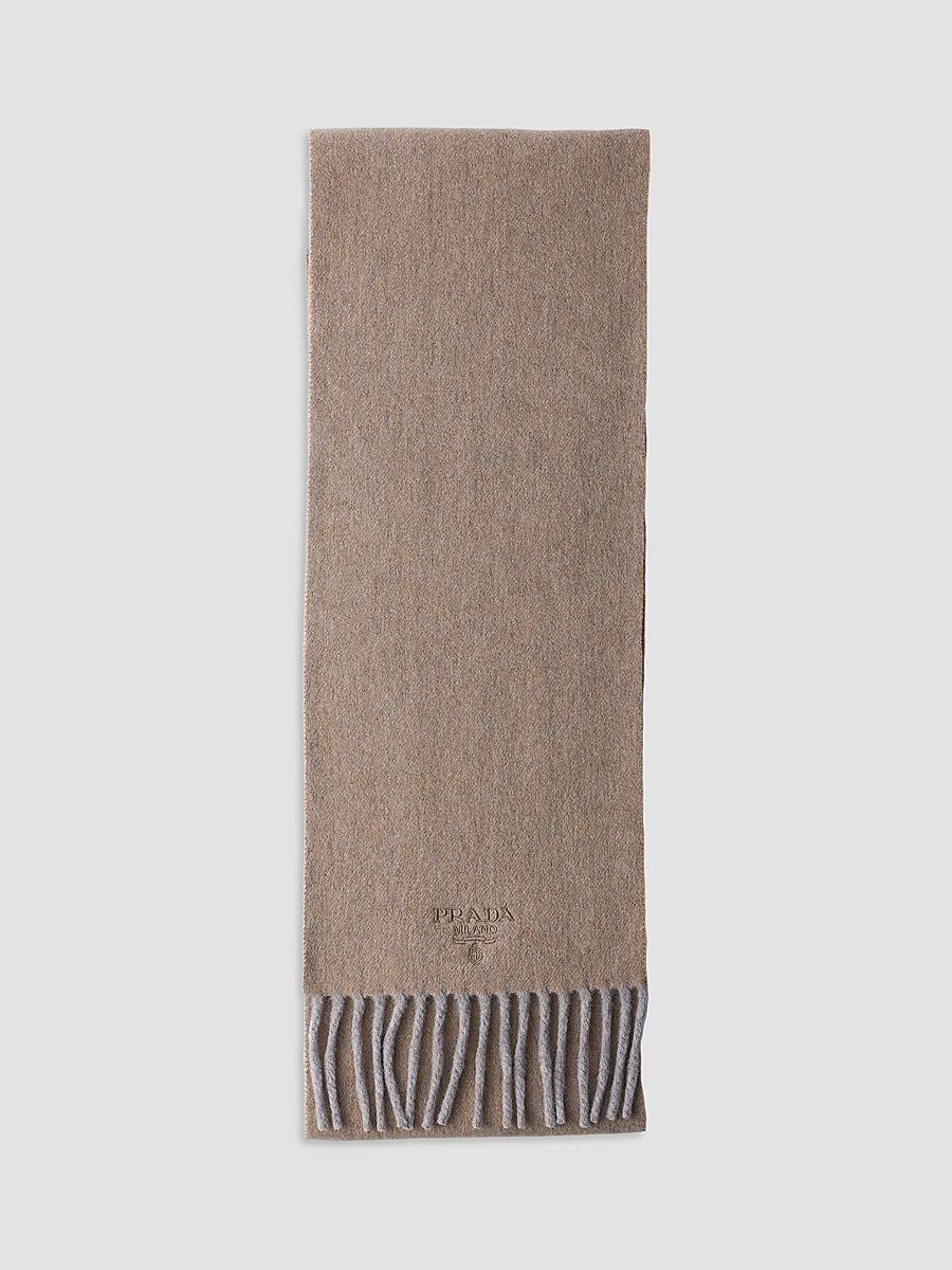 Prada Men's Cashmere and Wool Scarf - Beige Khaki