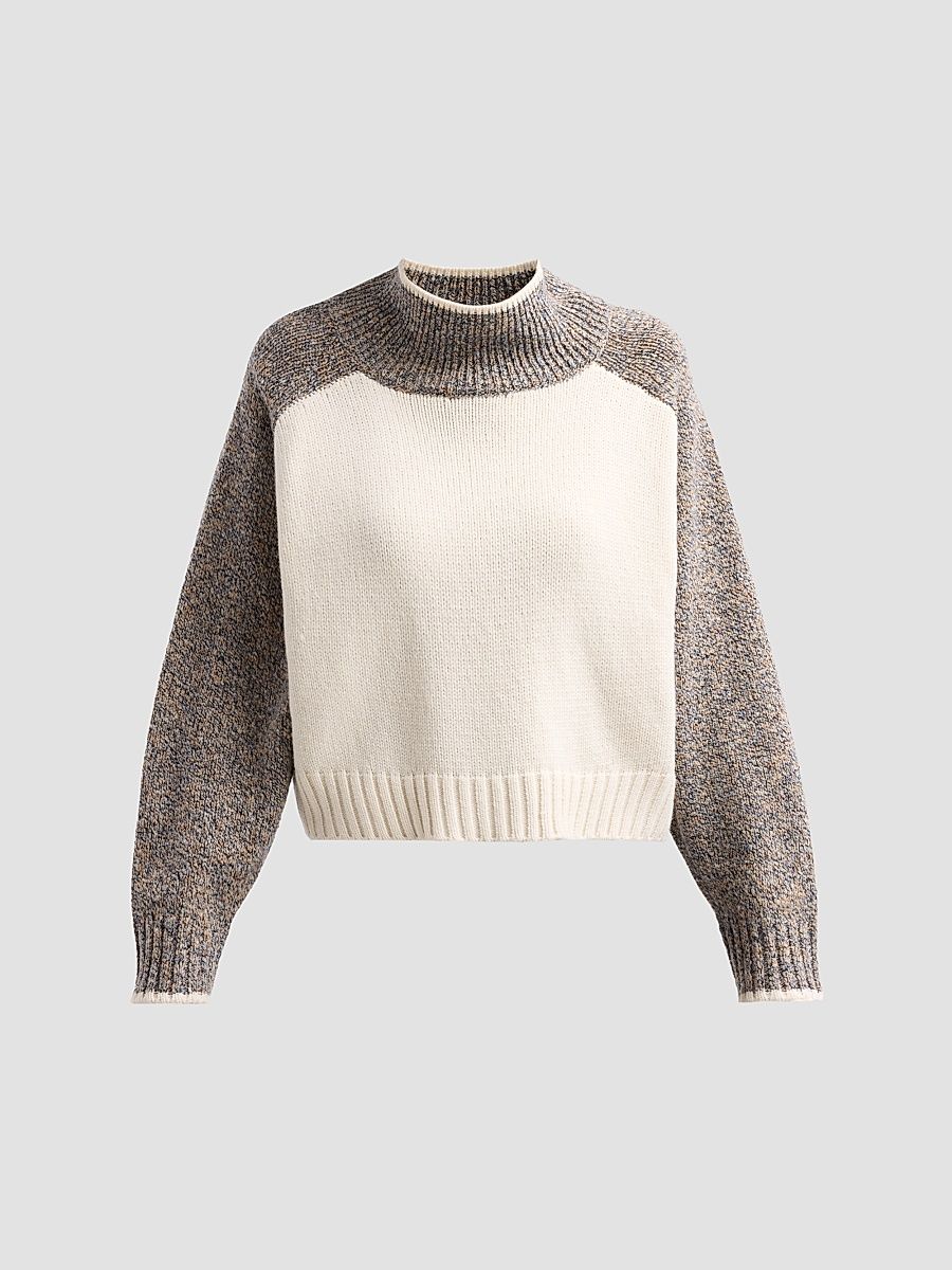 Veronica Beard Women's Malachi Colorblocked Wool-Blend Sweater - Oatmeal Melange Multi - Size XL