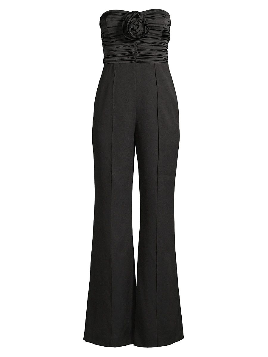 Women's Saoirse Ruched Cady Flared Jumpsuit - Black - Size 6