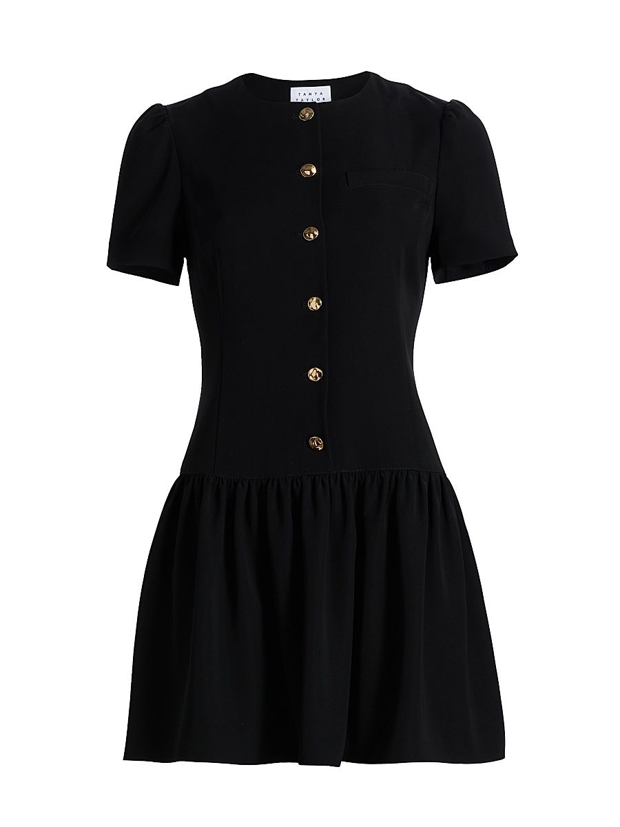 Women's Ripley Crêpe Button-Front Minidress - Black - Size 14