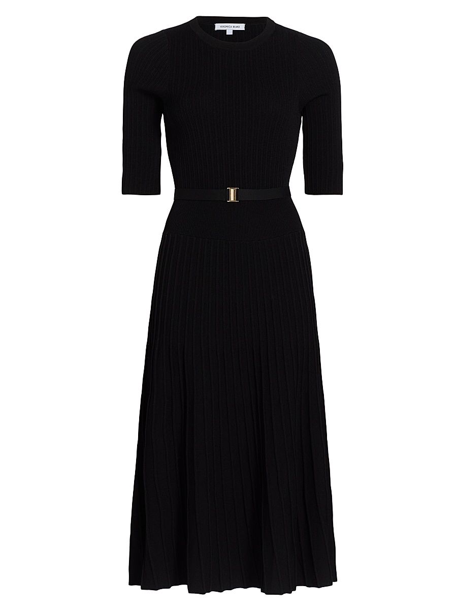 Women's Elthea Rib-Knit Belted Midi-Dress - Black - Size XL
