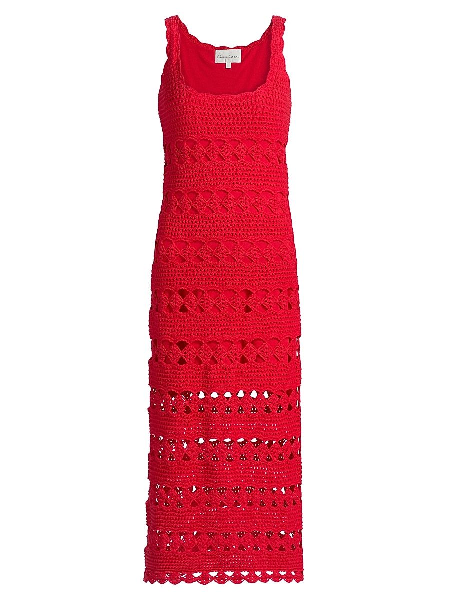 Cara Cara Women's Joan Knit Maxi Dress - Red Crochet - Size Large