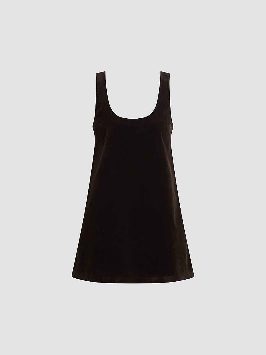 Women's The Scoopneck Faux-Suede Mini Dress - Dark Chocolate - Size Large