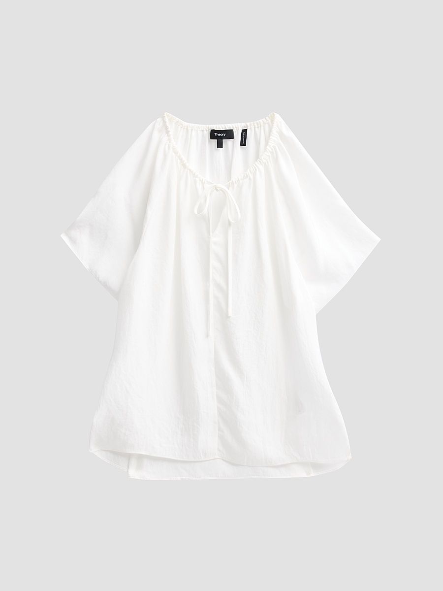 Women's Draped Front-Tie Blouse - Ivory - Size XL