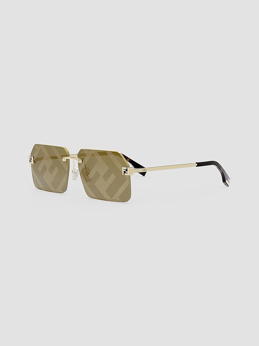 Men FF Logo Print 59MM Square Sunglasses - Gold