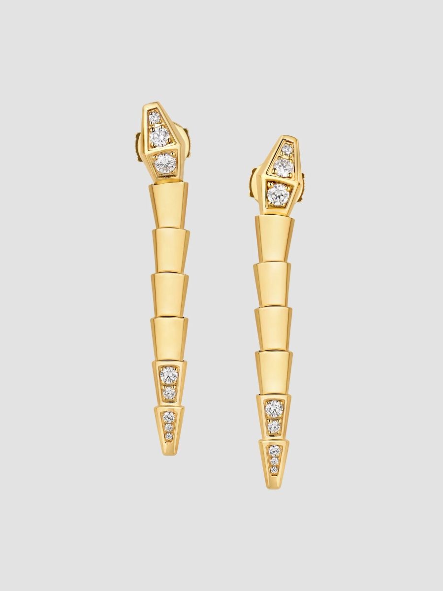 BVLGARI Women's Serpenti Viper 18K Yellow Gold & 0.53 TCW Diamond Drop Earrings - Yellow Gold
