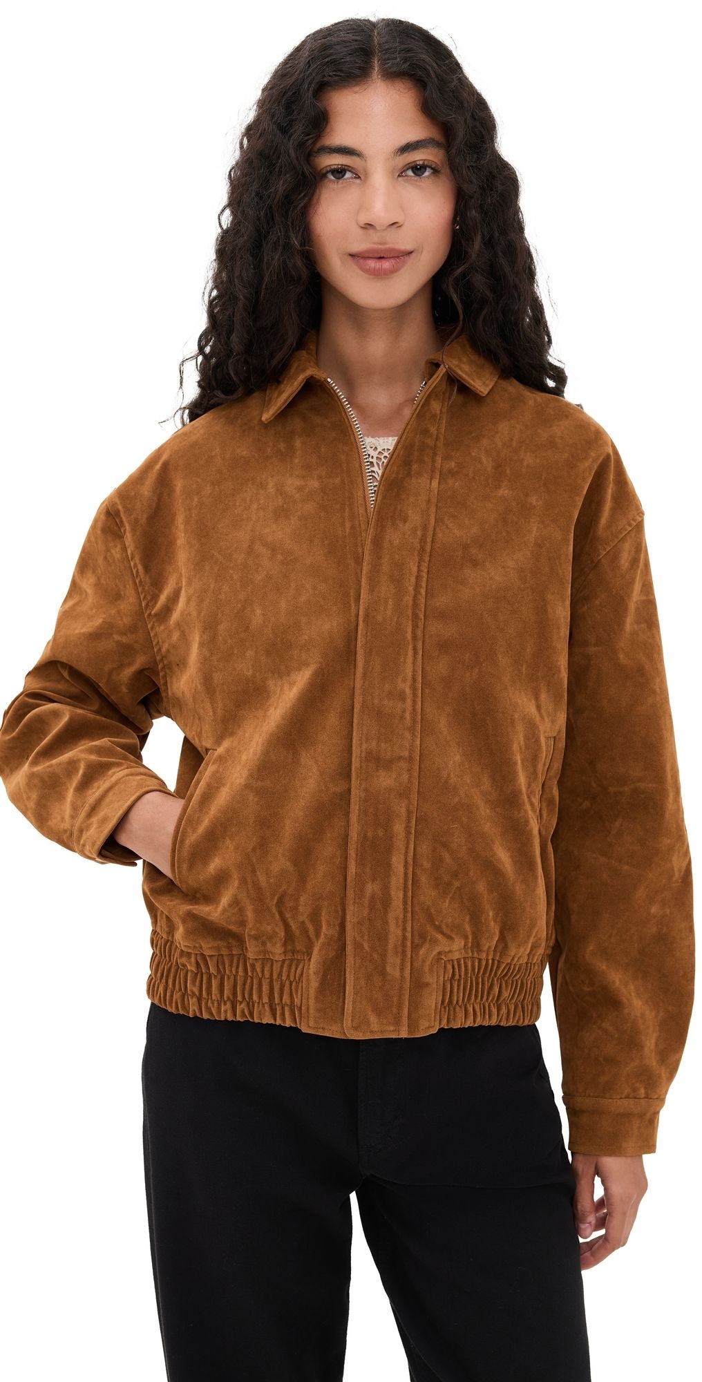 Bailey Rose Faux Suede Jacket Camel L