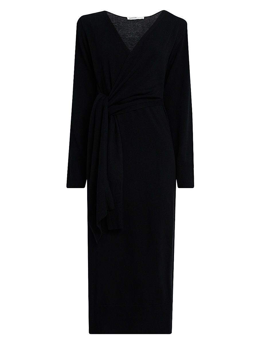Women's Skyla Cashmere-Blend Wrap Dress - Black - Size XS