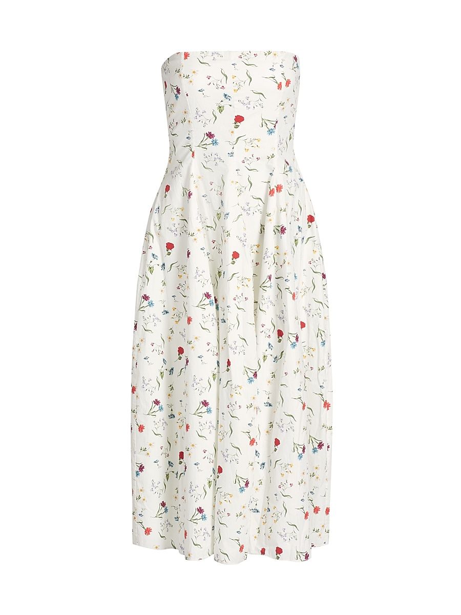Women's Sable Poplin Strapless Midi-Dress - Multi Floral - Size Medium