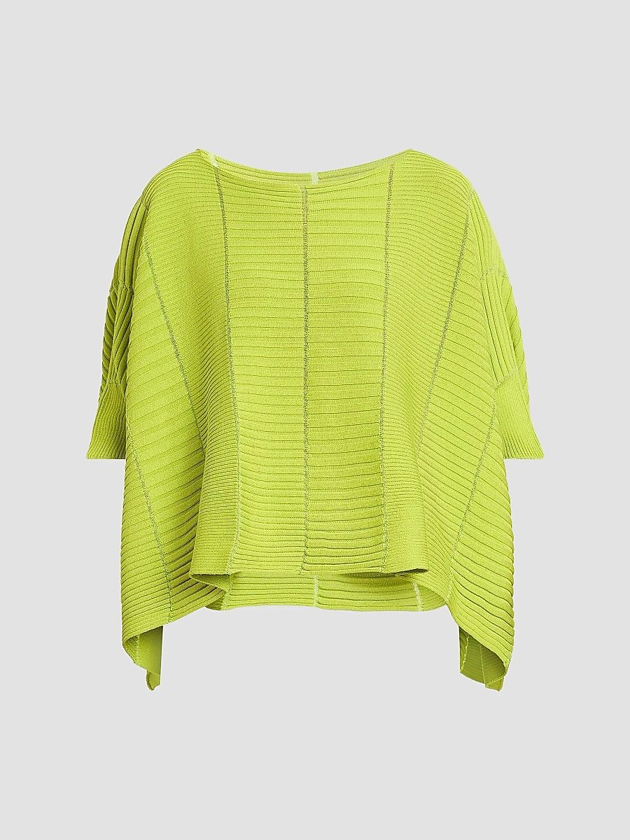 Women's Column Knit Cotton-Blend Top - Parakeet Green - Size Small