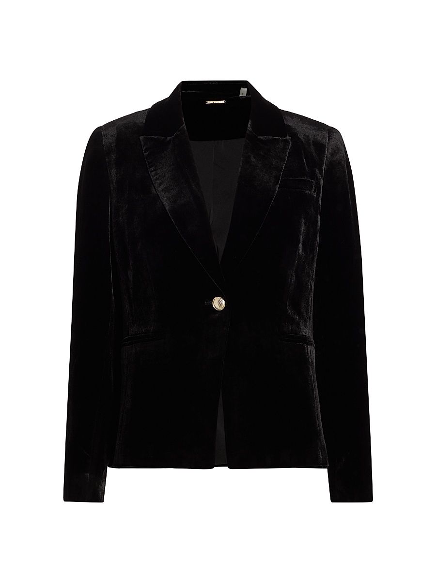 Women's The Veronica Single-Button Velvet Blazer - Noir - Size 2