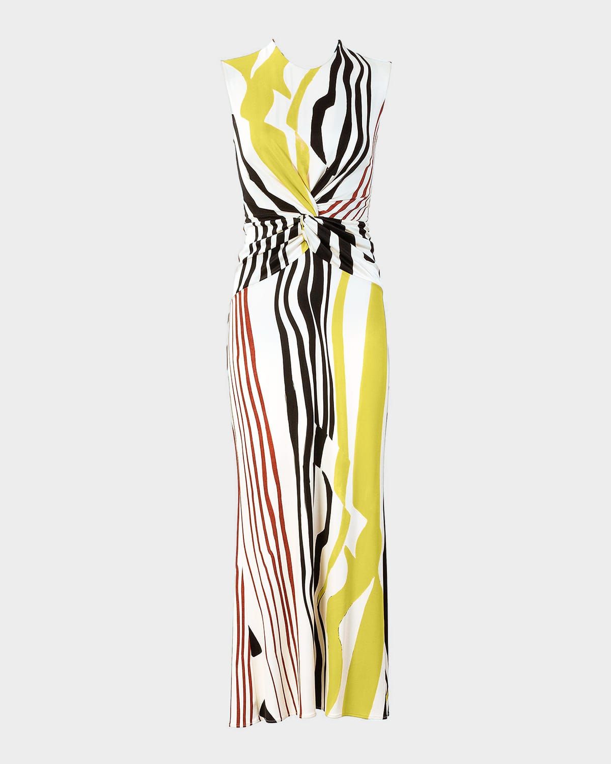 Luna Abstract-Print Twisted Cutout Midi Dress