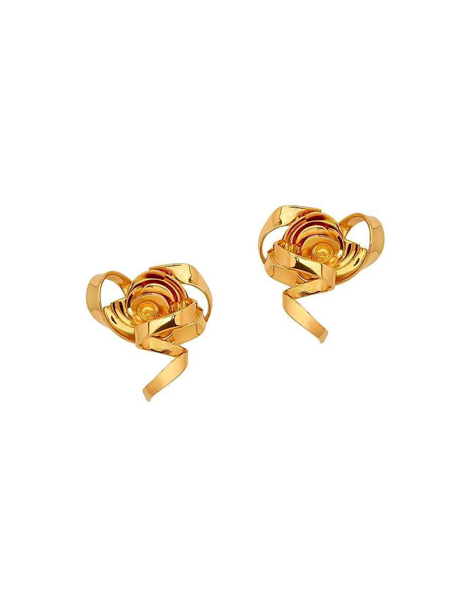Women's 24K-Gold-Plated Rose Stud Earrings - Gold