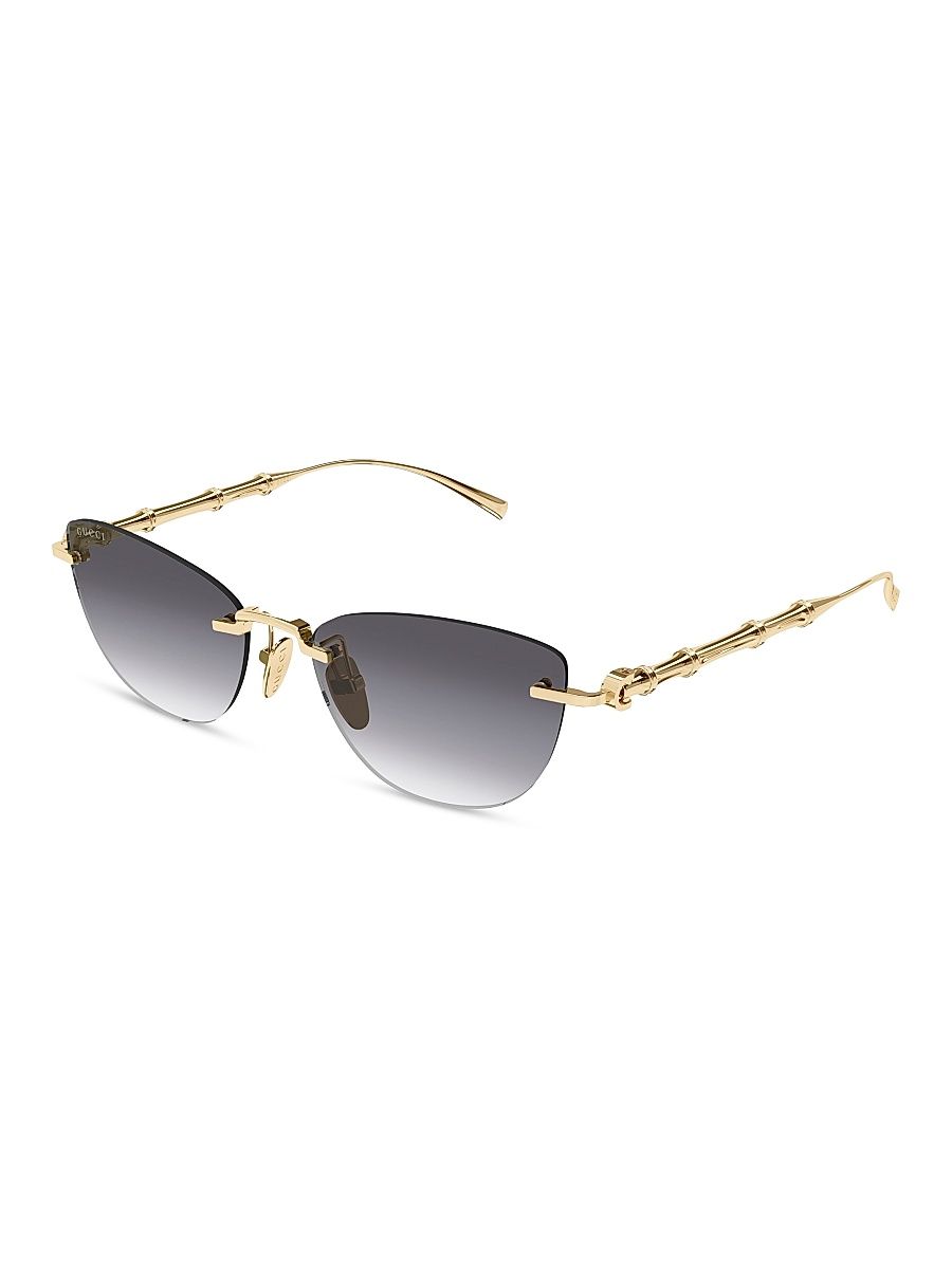 Women's Bamboo Metal 55MM Cat-Eye Sunglasses - Gold Grey