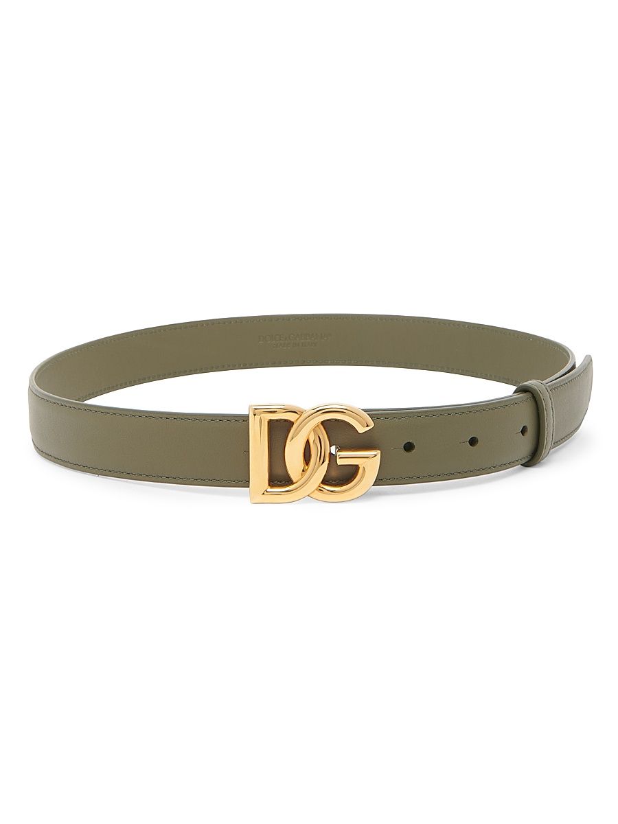 Dolce & Gabbana Women's DG Logo 25MM Leather Belt - Verde Militare - Size Small