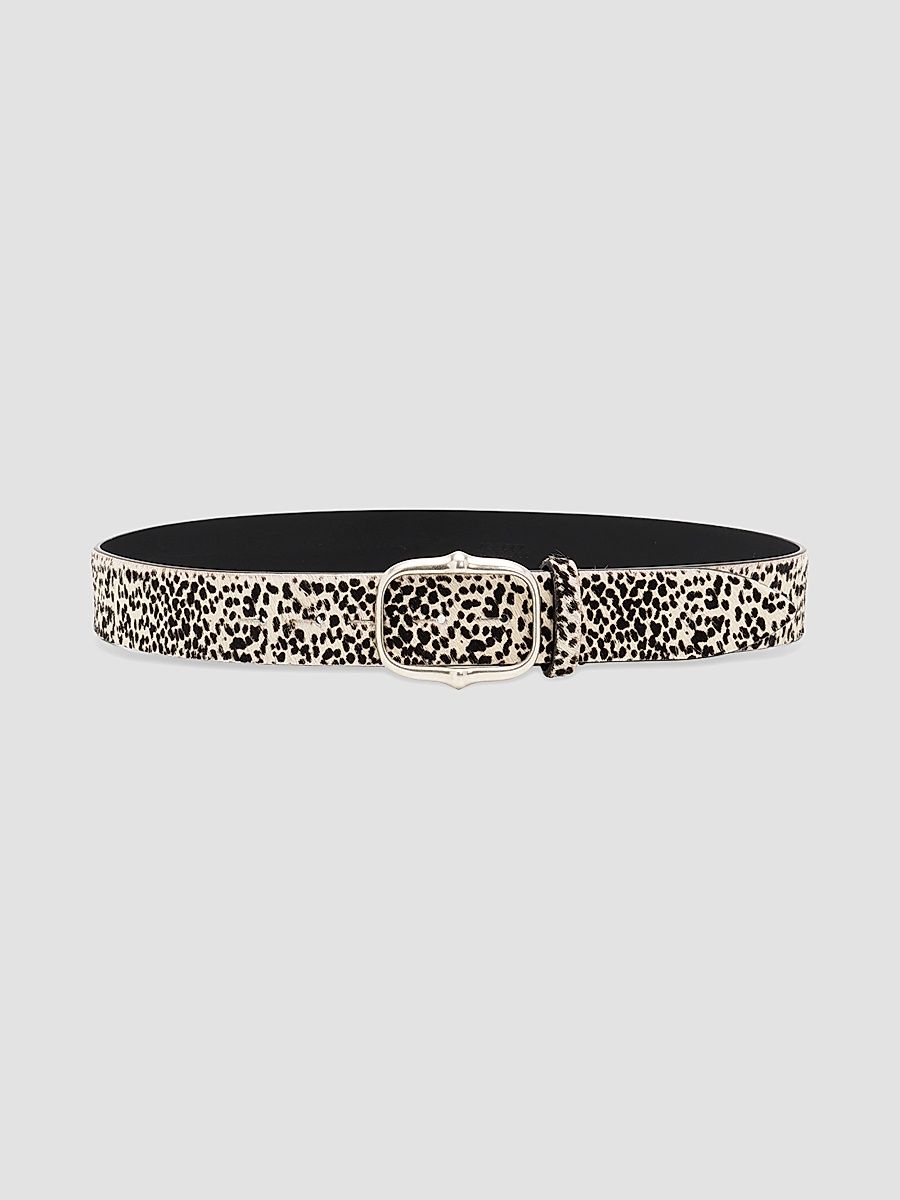 Isabel Marant Women's Holis Spotted Calf-Hair Belt - Chalk Black Silver - Size Small