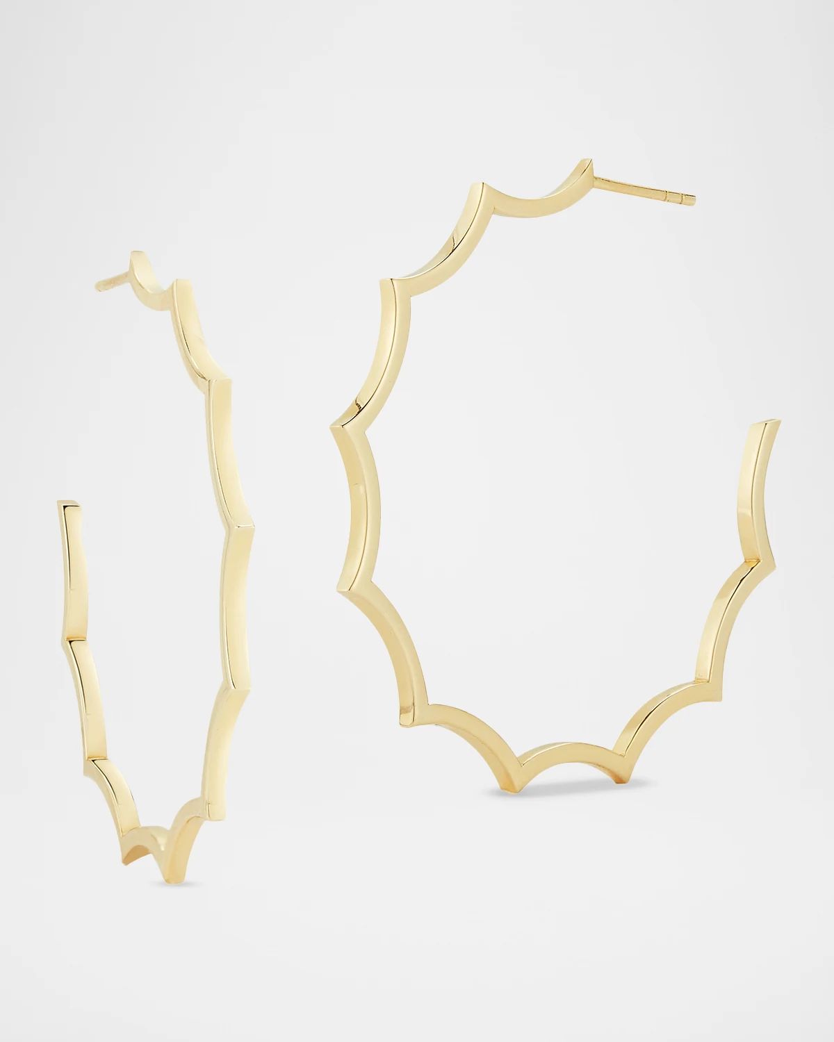 Clive 18K Yellow Gold Large Scalloped Hoop Earrings