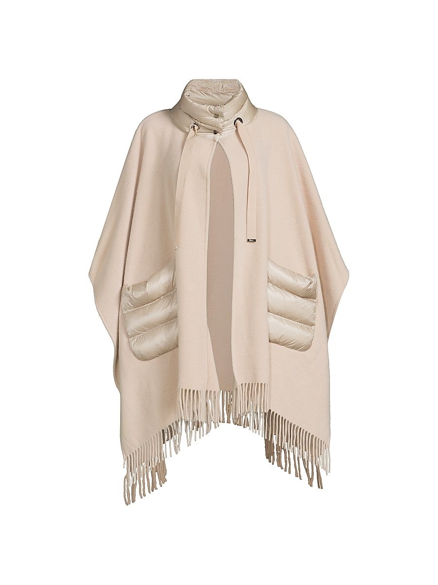 Women's Wool-Cashmere Open Poncho - Champagne