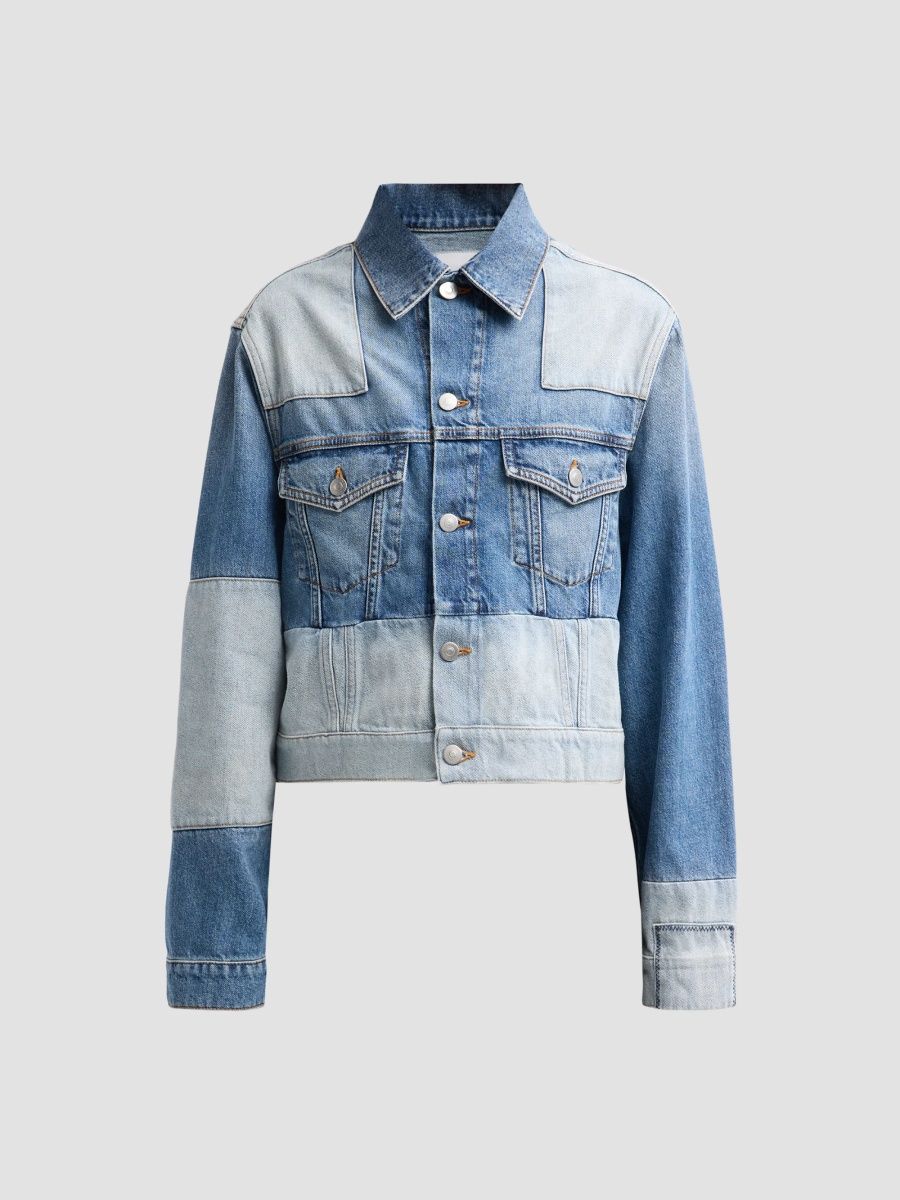 Stella McCartney Women's Patchwork Denim Jacket - Two Tone Denim - Size Large
