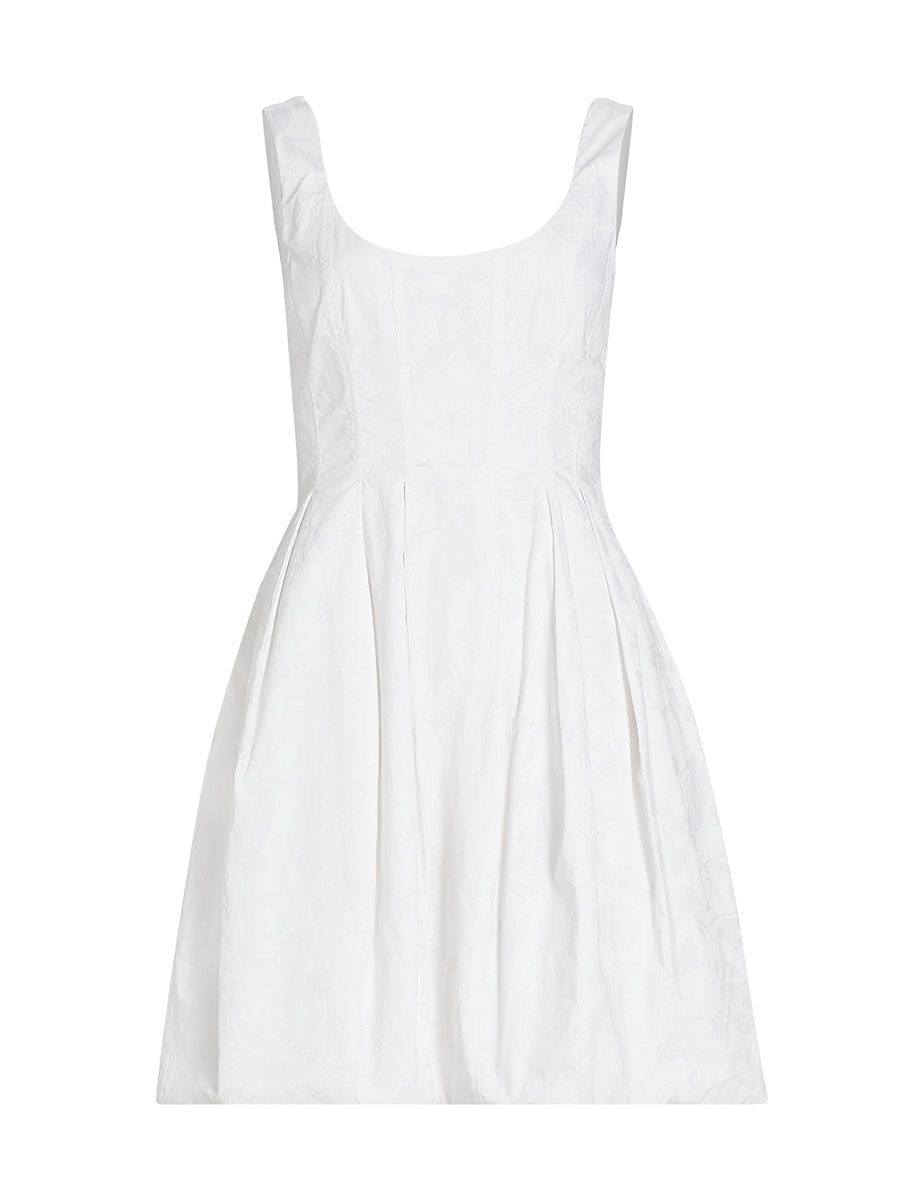 Women's Jade Floral Cotton Scoopneck Minidress - White - Size 12