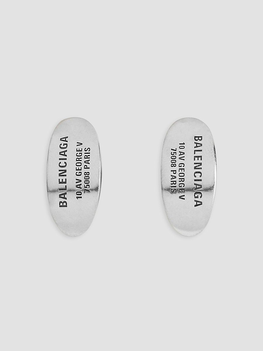 Balenciaga Men's Everyday Stud Earrings - Antique Silver