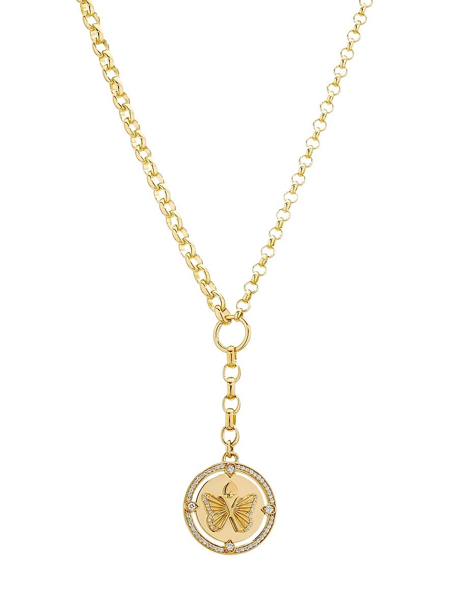 Women's Reverie 18K Yellow Gold & 0.49 TCW Diamond Butterfly Medallion Necklace - Yellow Gold
