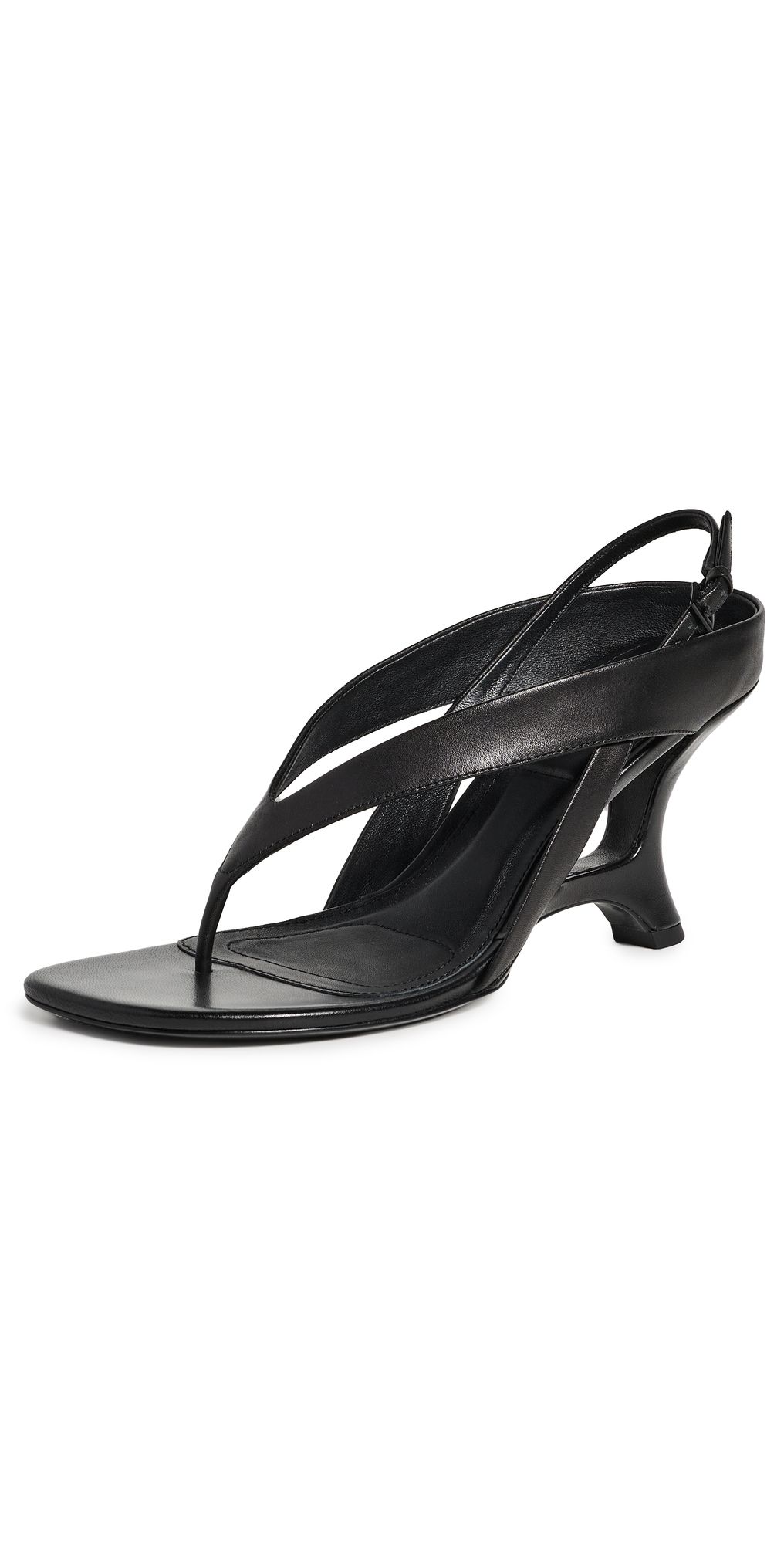 SIMKHAI Darya Leather Wedge Thong Sandals Black 41