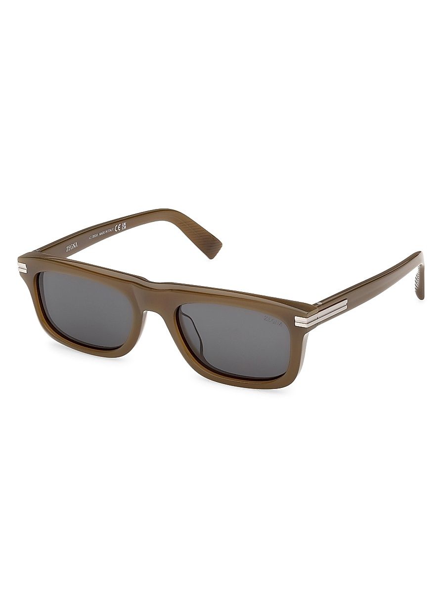 Men's 55MM Rectangular Sunglasses - Brown Grey