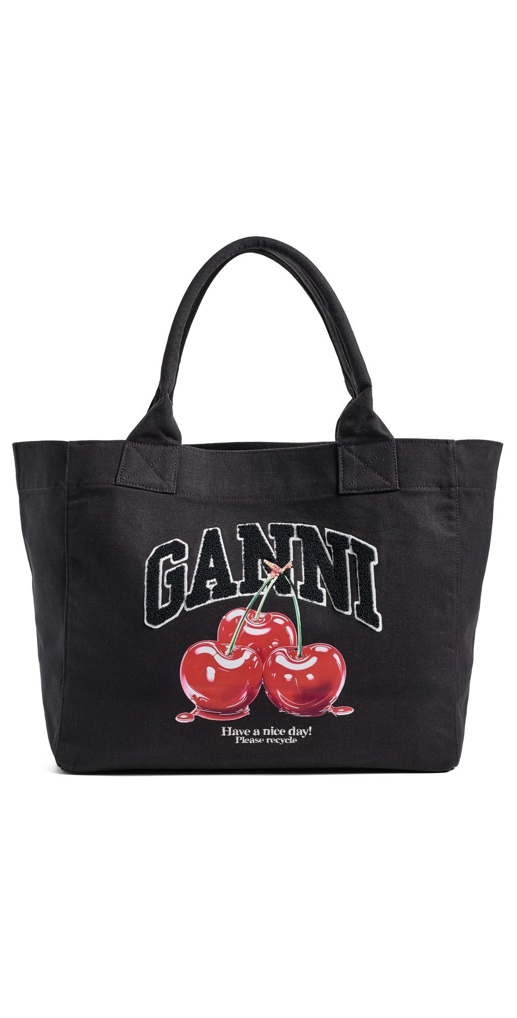 GANNI Medium Trapeze Shopper Cherry Printed Tote Phantom One Size