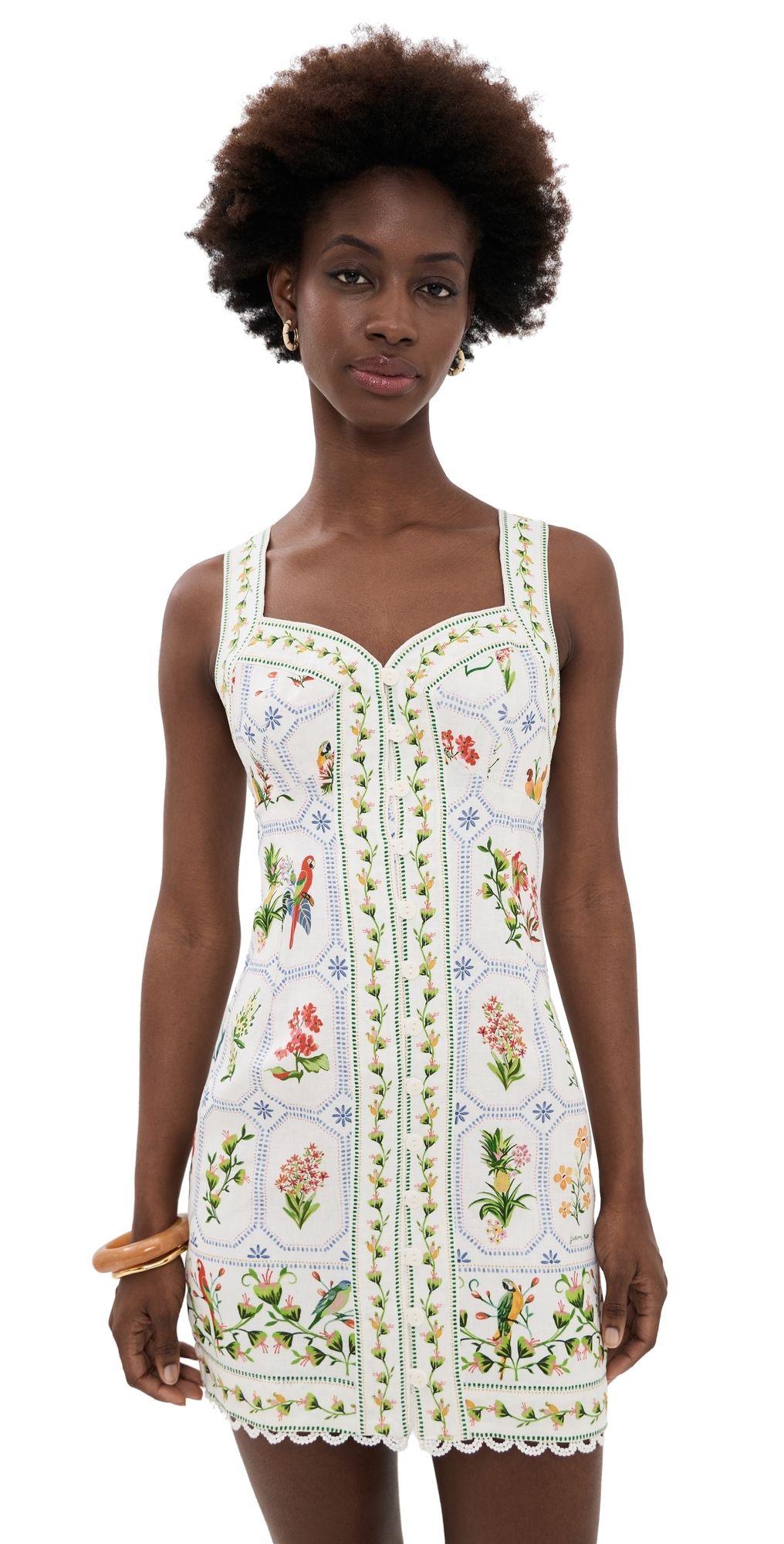 FARM Rio Tropical Mini Dress Tropical Porcelain Off-White XL