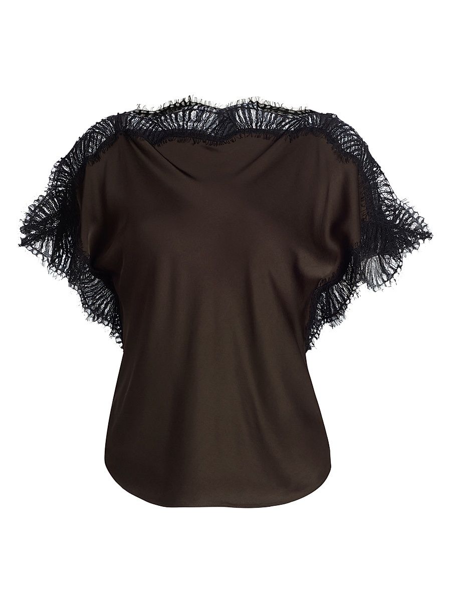 Women's Luna Lace-Trim Top - Cocoa Black - Size 2