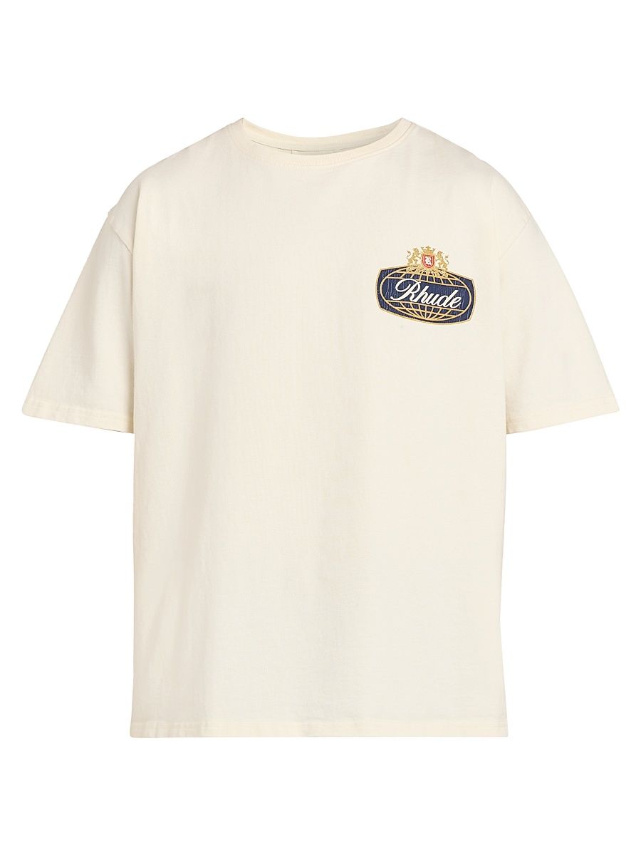 Men's Rhude Safari Crest T-Shirt - Vintage White Blue Red - Size XL