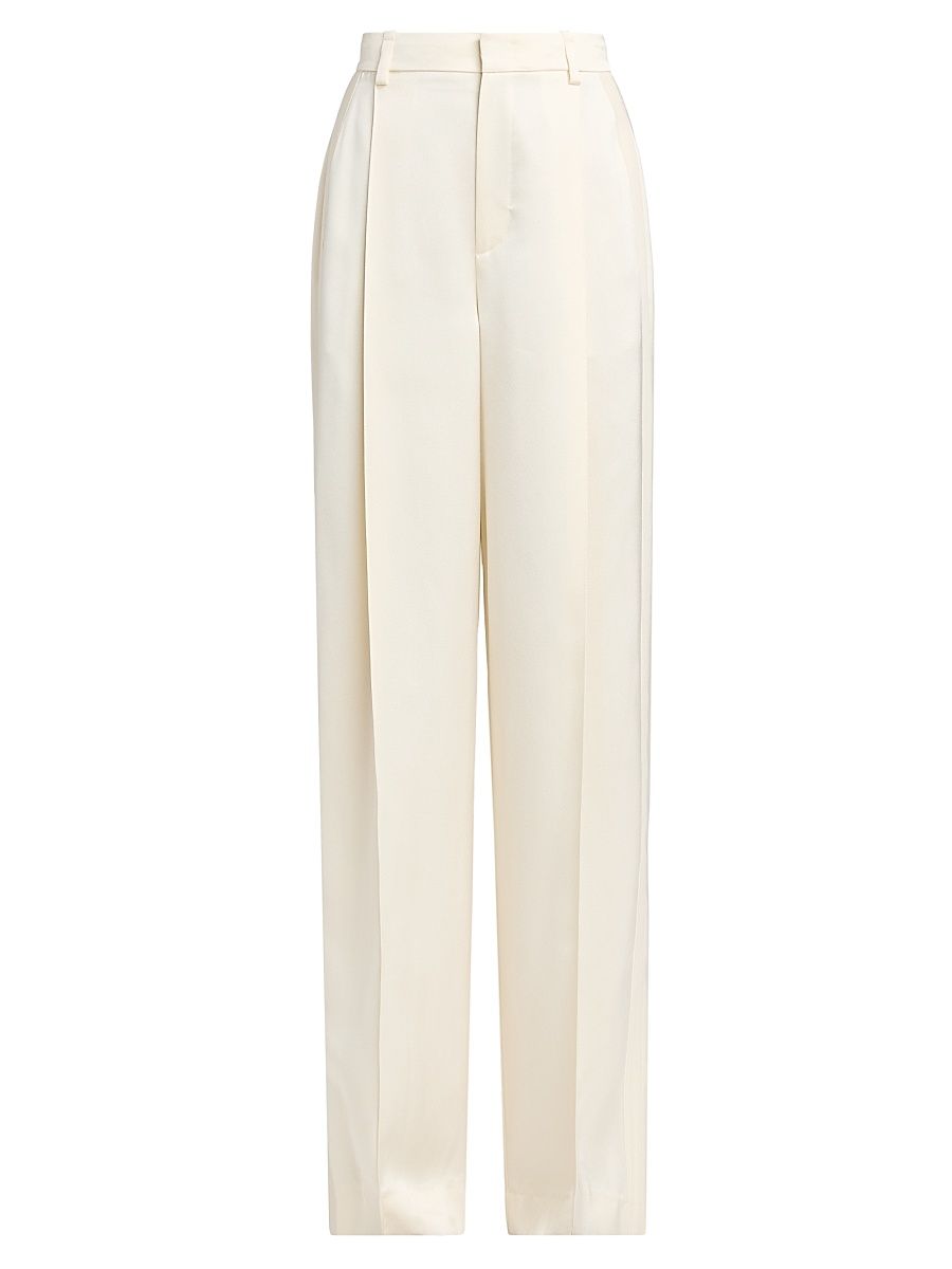 Women's High-Rise Satin Trousers - Flax - Size 8