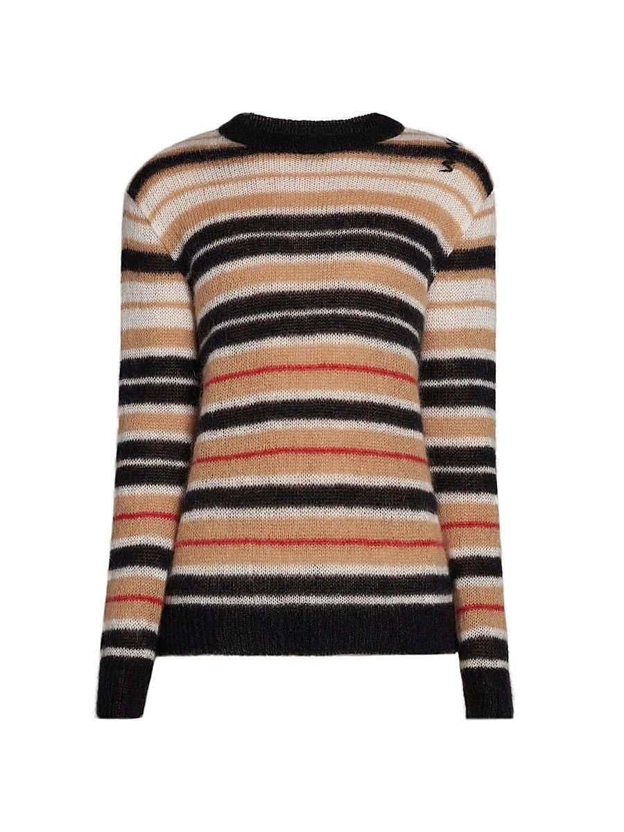 Men's Lightweight Striped Mohair-Blend Sweater - Winter Wheat - Size 40
