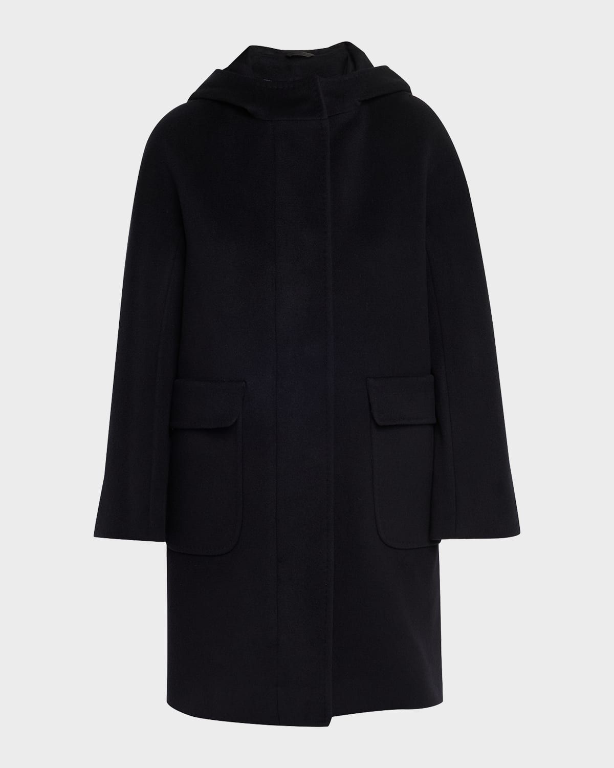 Wool Walking Coat with Hood