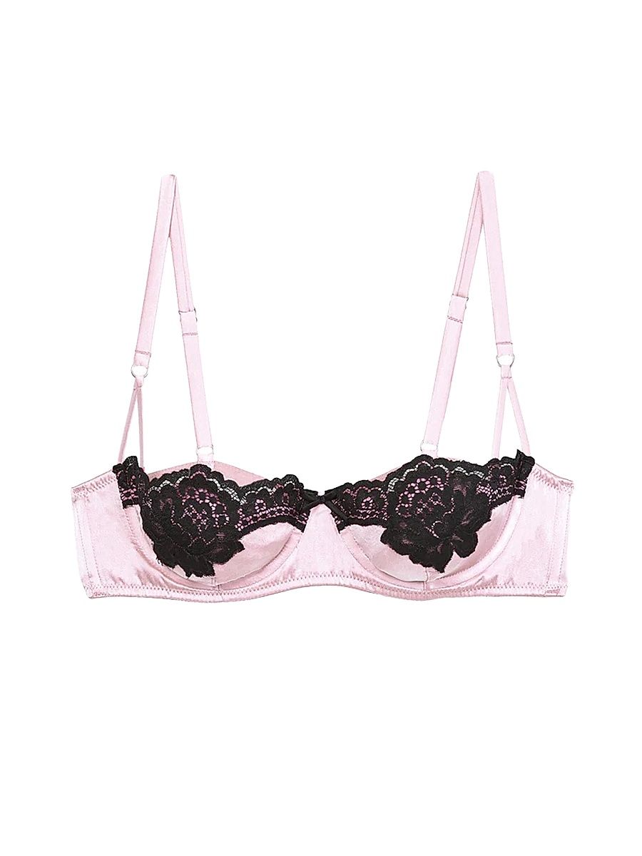 Women's Fleur du Mal x Marilyn Monroe All About Eve Silk Balconette Bra - Baby Rose - Size 34D