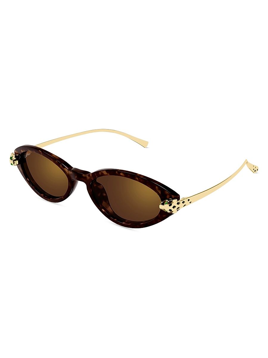 Women's Panthère Classic 52MM 24K-Gold-Plated Almond Sunglasses - Gold Brown