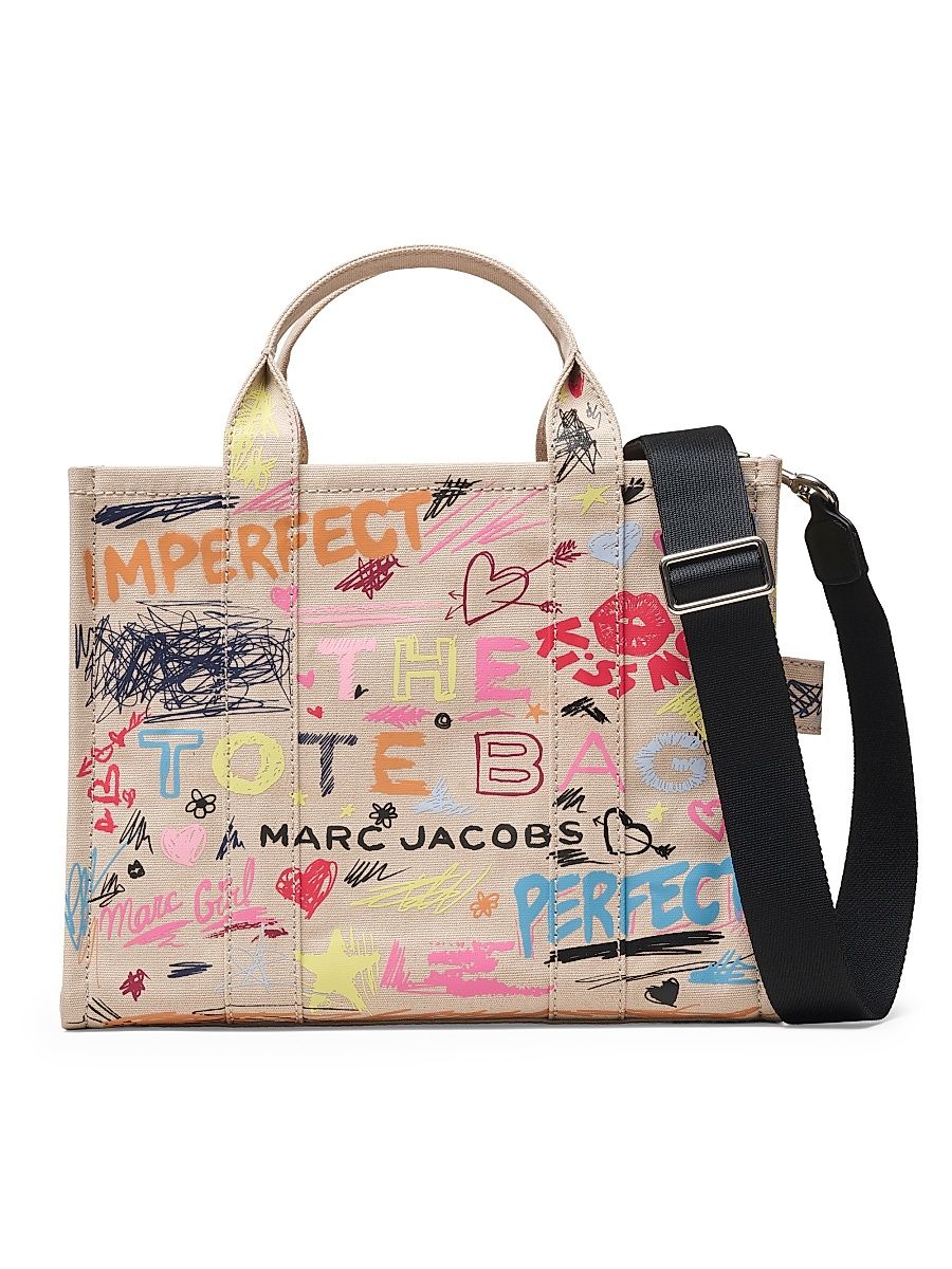 Women's The Punk Medium Scribble Canvas Tote Bag - Beige Multi