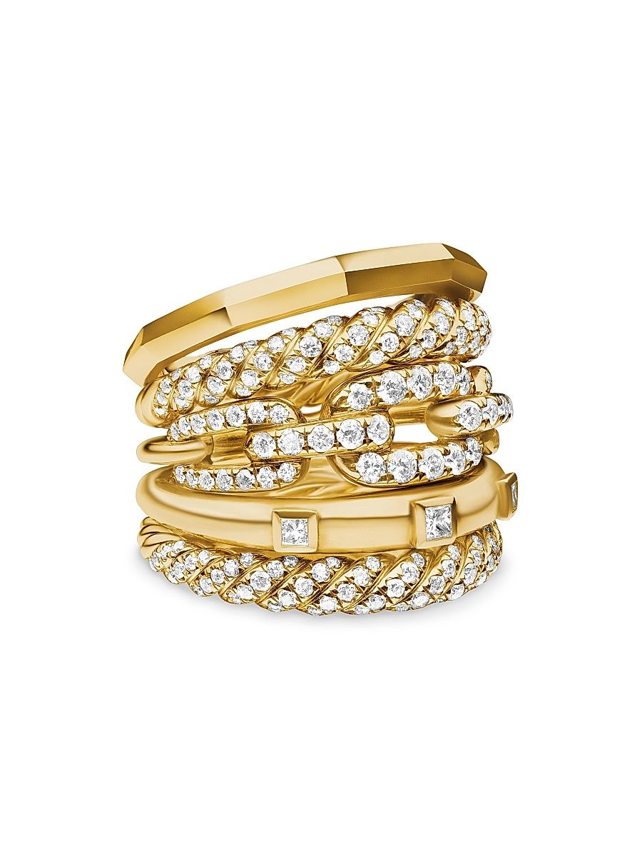 Women's Stax Five Row Ring in 18K Yellow Gold - Diamond - Size 9