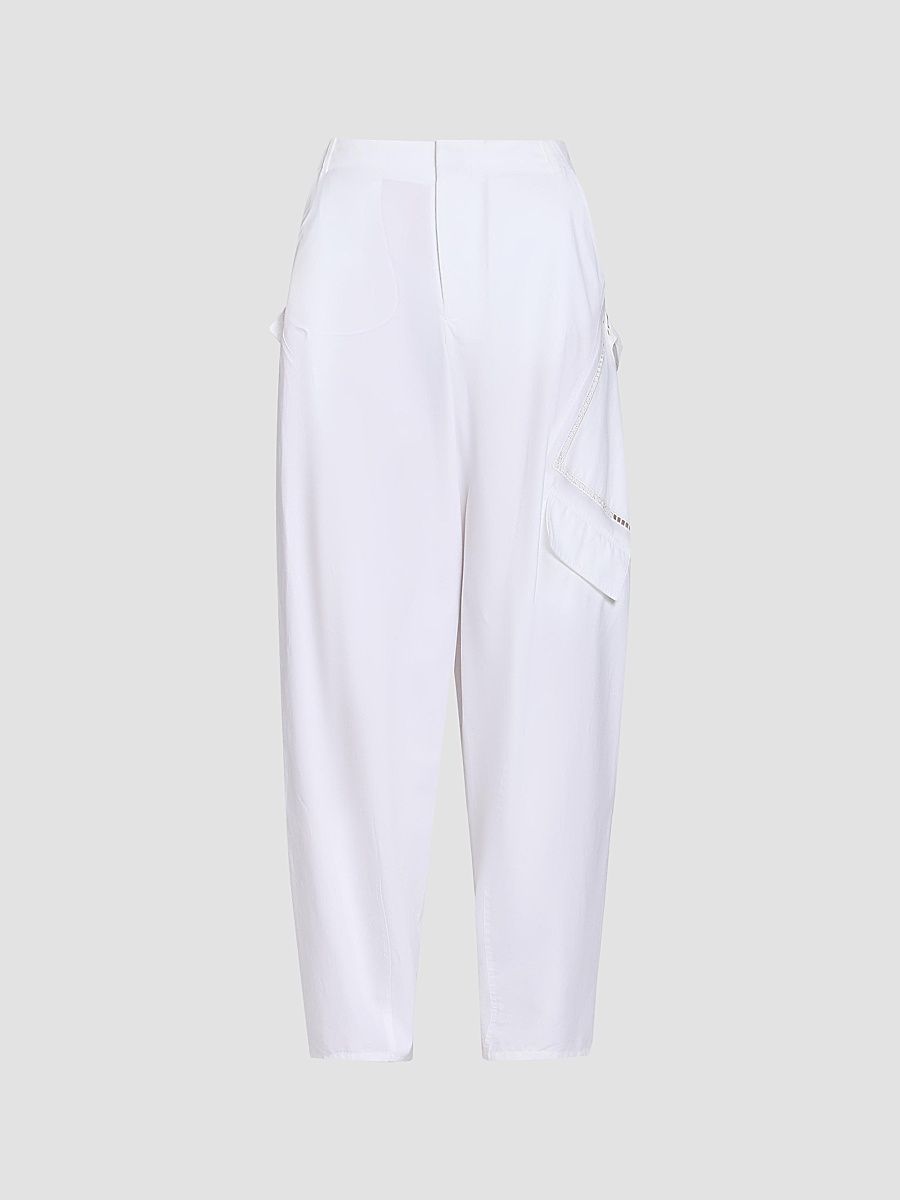 ALAÏA Women's Ladder Stitch Cotton Cargo Pants - Blanc - Size 10