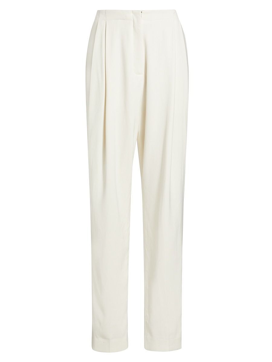 Women's Emery Wool-Blend Pleated Pants - Ivory - Size 8