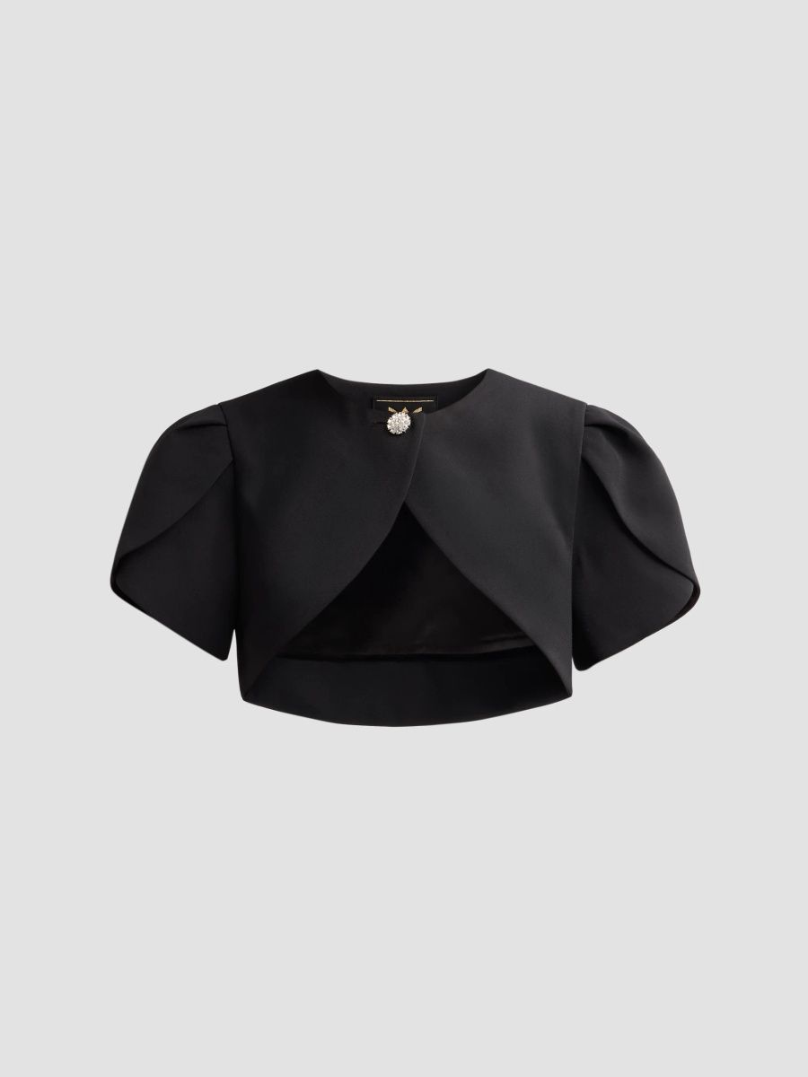 Milly Women's Flora Crepe Bolero - Black - Size 10