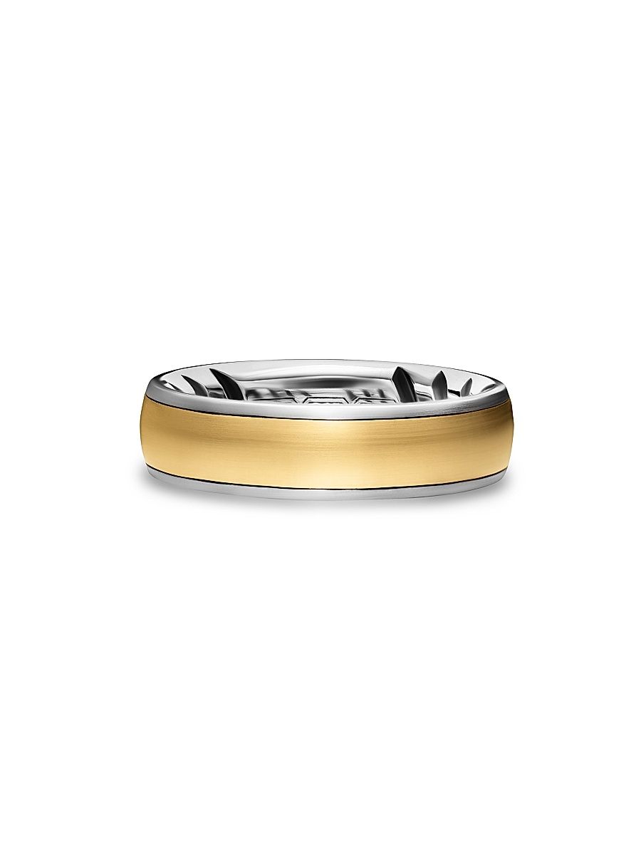 Men's Streamline Band Ring in Sterling Silver - Gold - Size 10