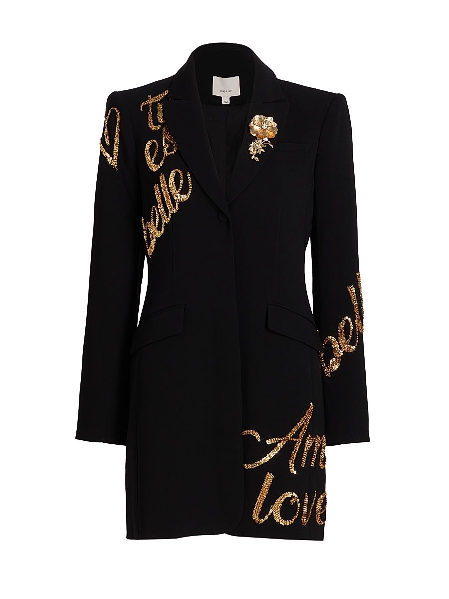 Women's Joel Love Letter Crushed Sequin Minidress - Black Gold - Size 6